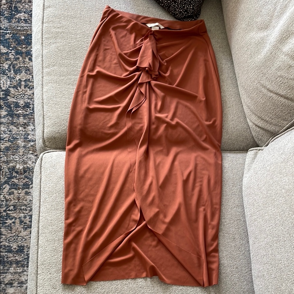 H&M Midi Tie Front Ruched Skirt